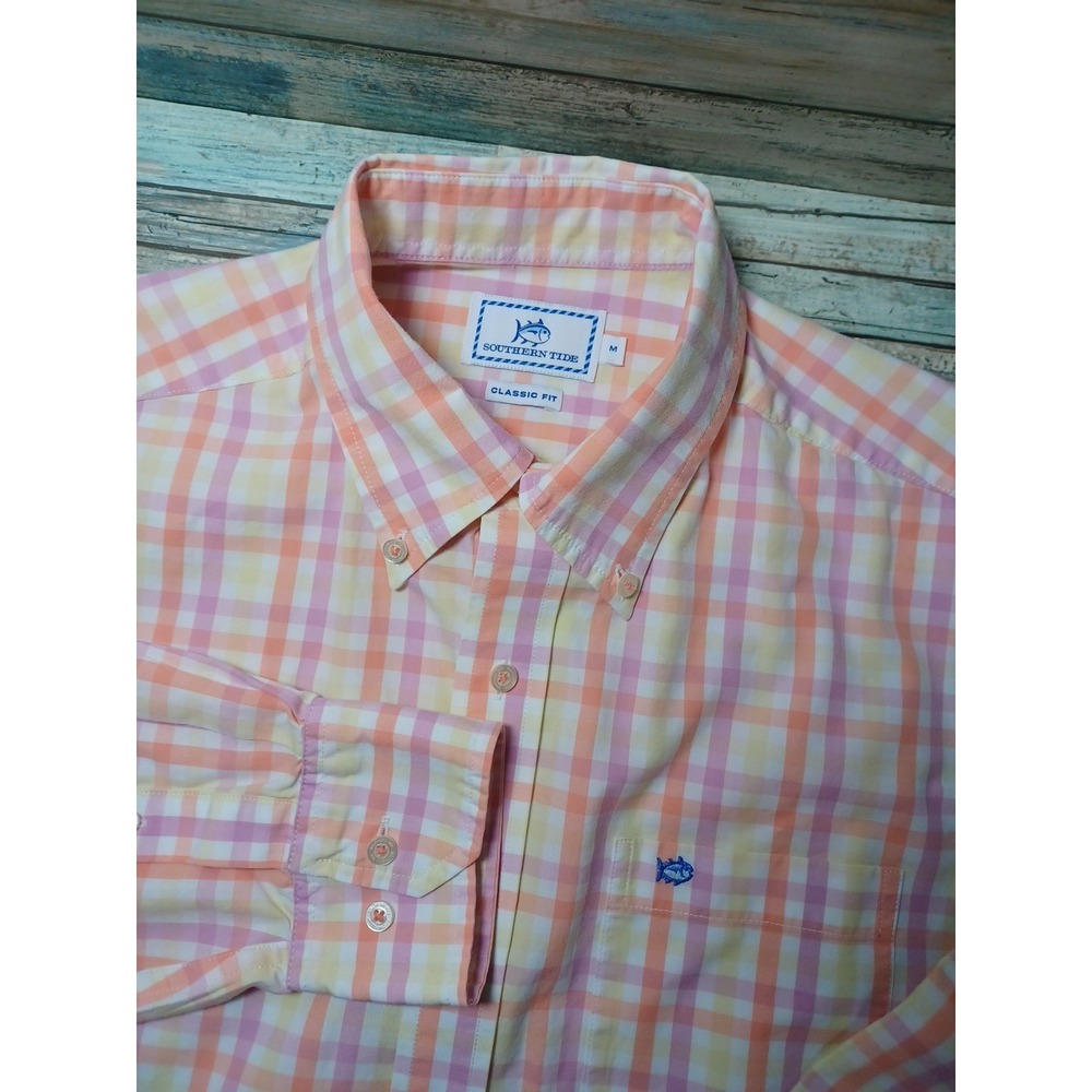 Southern Tide Mens Classic Fit Meduim Long Sleeve Gingham Multicolor Button-Down